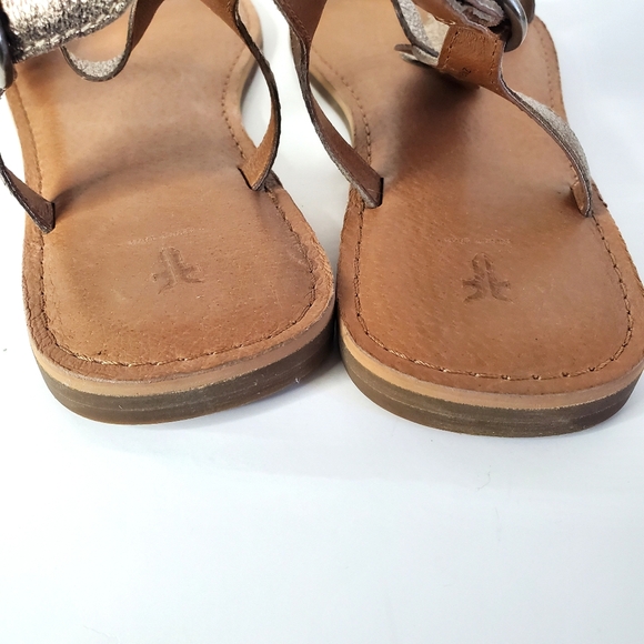 FRYE Braided Leather Sandals Sydney Style Size 9.5 In Metallic Bronze - Picture 7 of 9